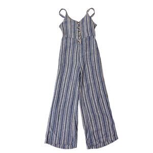 Indigo Rein Medium Woven Linen Blend Striped Jumpsuit